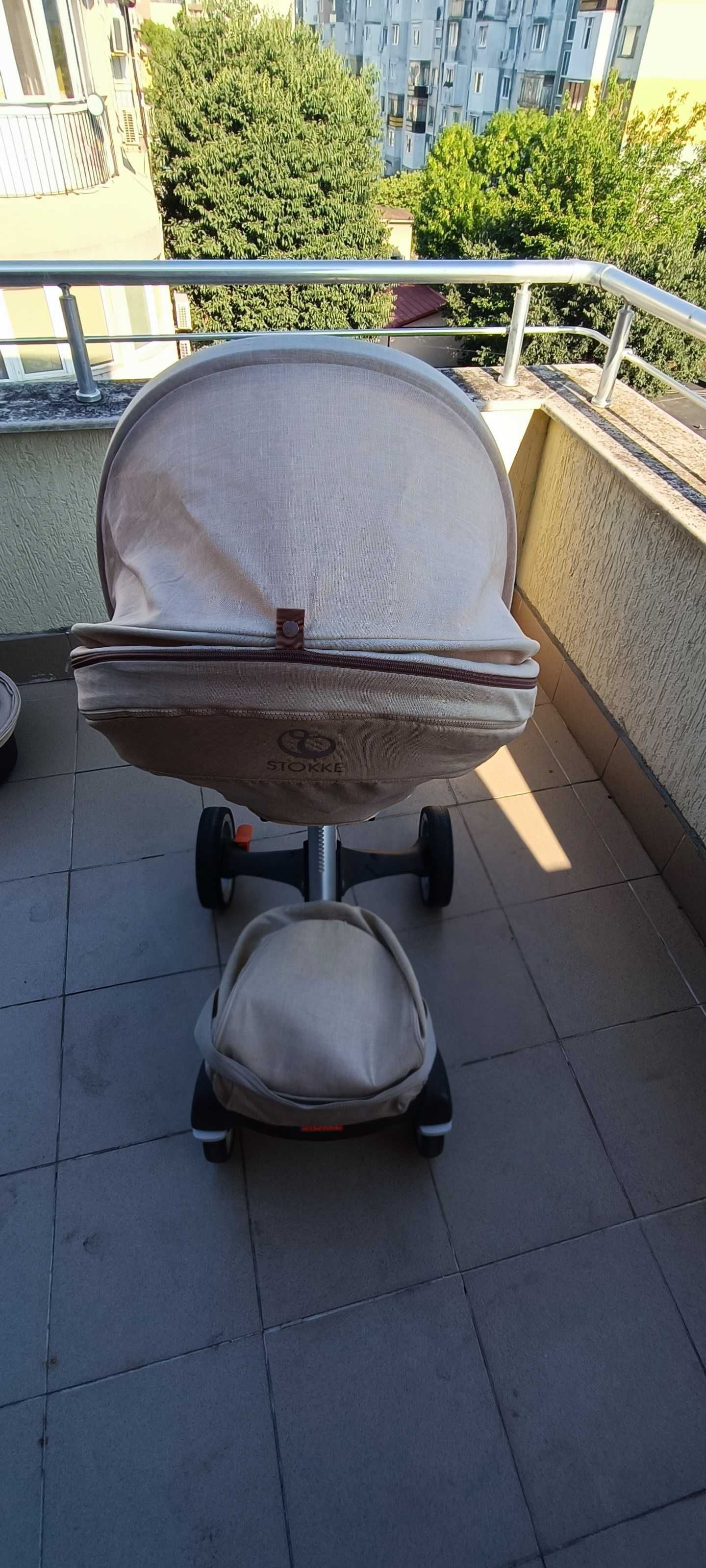 Детска количка Stokke Xplory X Stroller + Кош за новородено в бежово