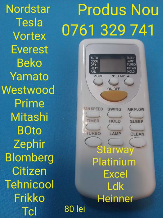 Telecomanda Aer Vortex Alizee Aux StarLight Beko Heinner Gree MideaLdk