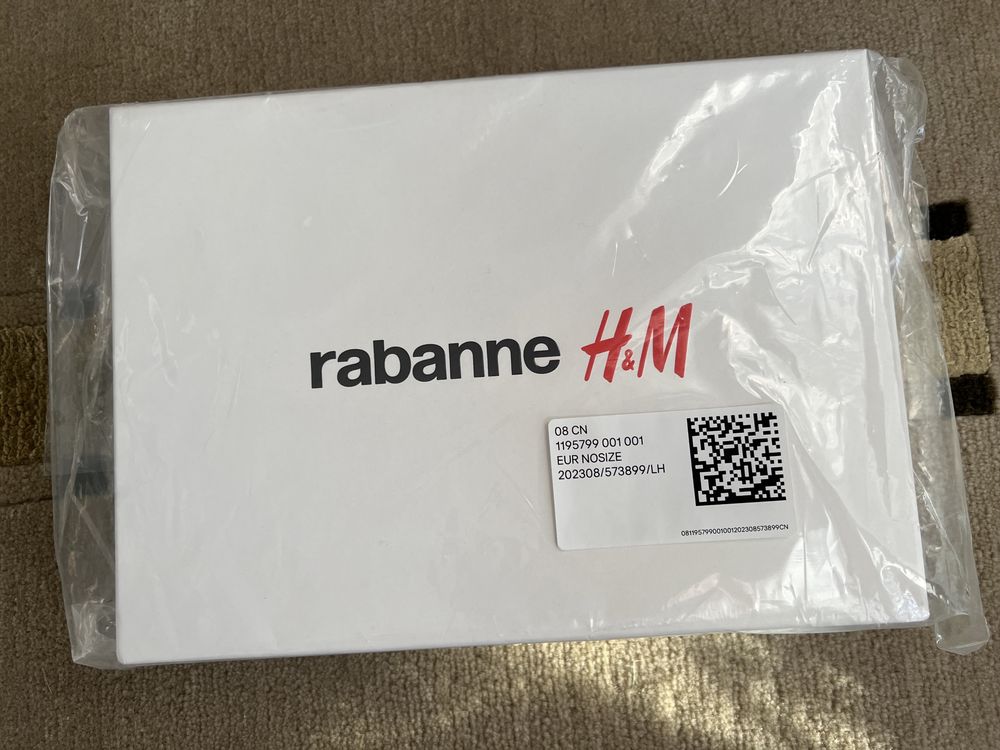 Малка чанта за рамо rabanne x H&M от кожа - сребрист/златист