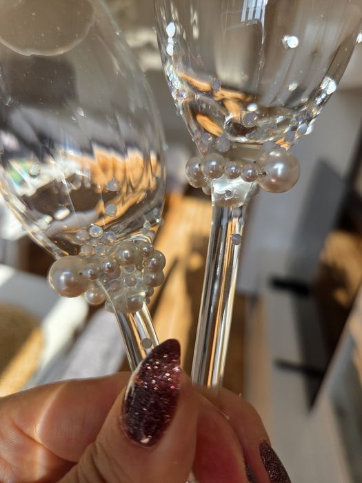 Сватбени чаши с перли и кристали Swarovski