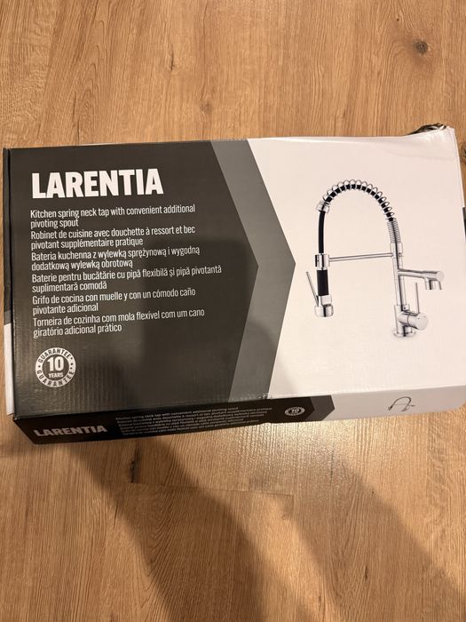 Baterie bucatarie Larentia, pipa flexibila, alama sanitara, crom
