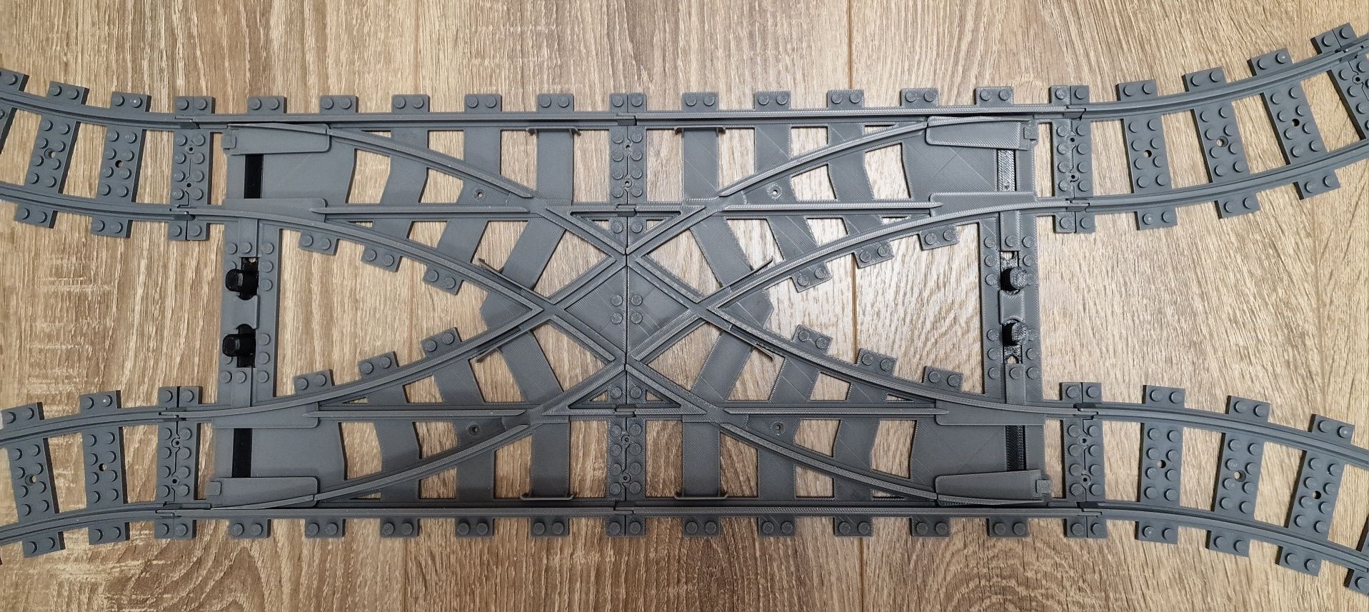 Intersectie 4 macazuri sine tren Lego City, intersectie simpla, sine