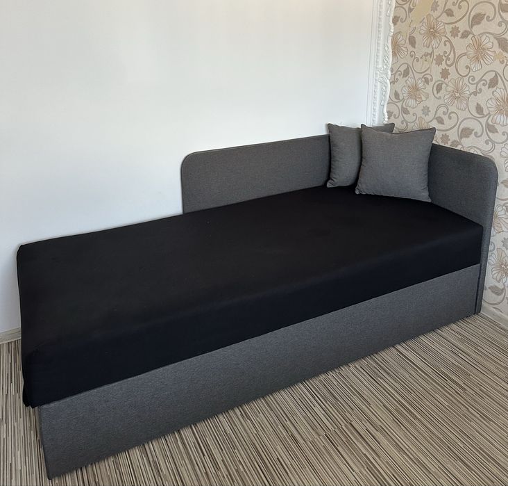 Pat de o persoana Sole, tapitat cu saltea si lada 190cm/80cm