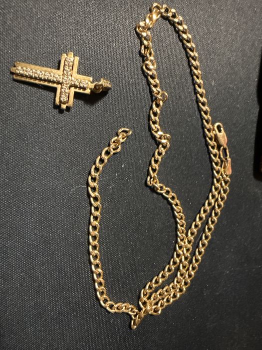 Золото российское высокого качества цепь и крестик