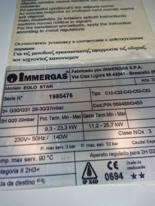 Centrală termică pe gaz IMMERGAS f.bună, silentioasă.