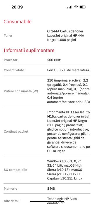 Imprimanta Hp laser jet pro M15a
