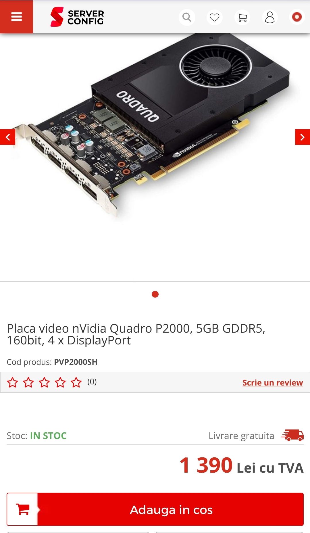Placa video nVidia Quadro P2000, 5GB GDDR5, 160bit, 4 x DisplayPort