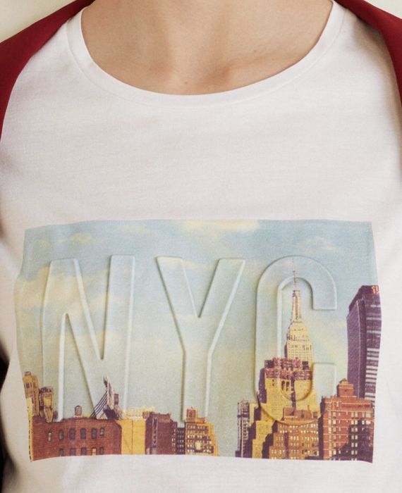 Tricou Mango pe alb de dama/femei cu imprimeu NYC NEW YORK CITY 3D