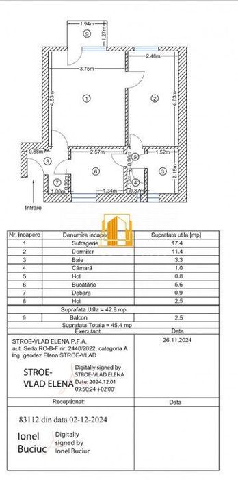 Apartament 2 camere,  etaj 2, Strada Burebista