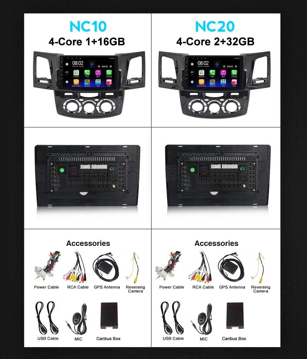 Навигация Двоен дин Мултимедия за Toyota Fortuner Hilux Android 2DIN