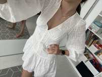 Rochie NOUA alba de vara ZARA broderie dantela stil pnk dana budeanu