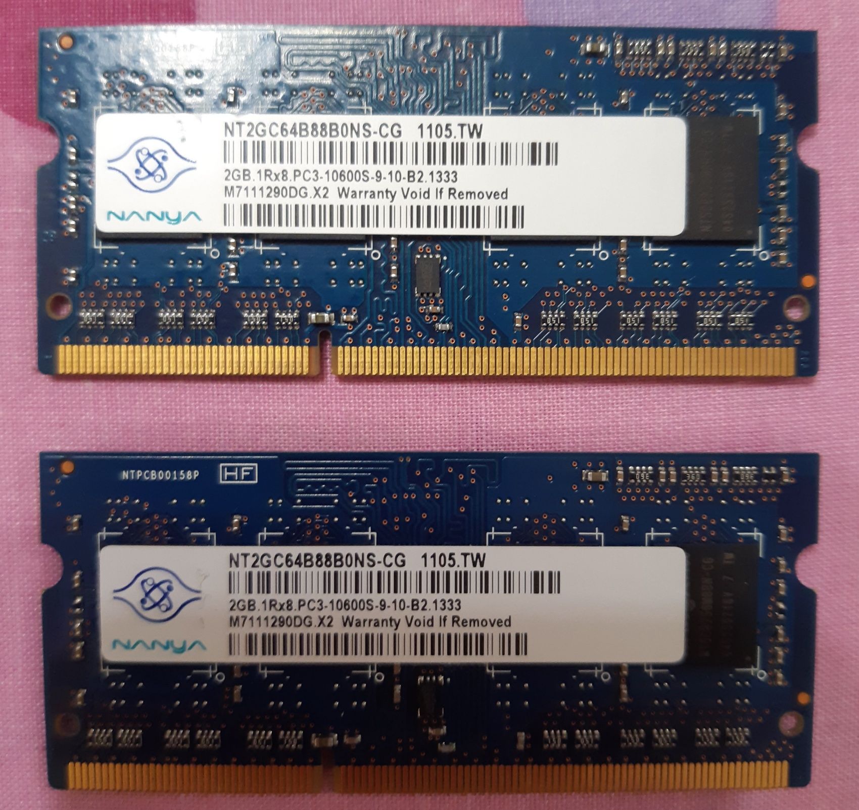 Memorie laptop Nanya DDR3 RAMS 2GB 1RX8 PC3-10600S-9-10 -B2 1333