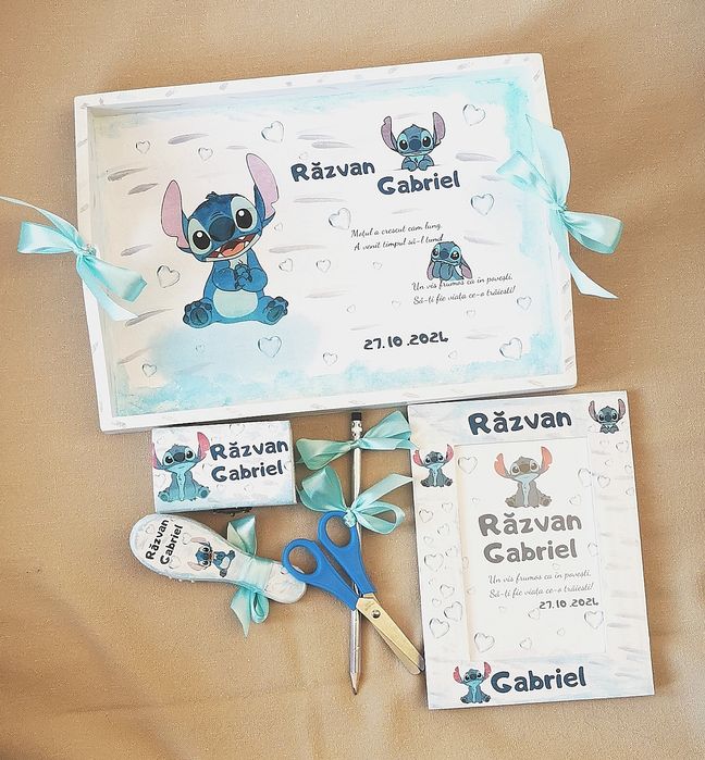 Set moț Stitch. Tava moț. Set turta. Tava turta. Prima aniversare
