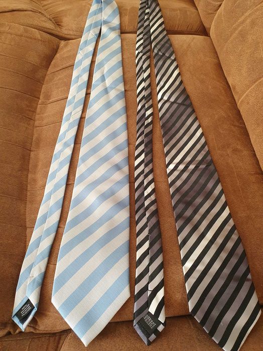 Вратовръзка - като нови - червени / синьо-сиво райе