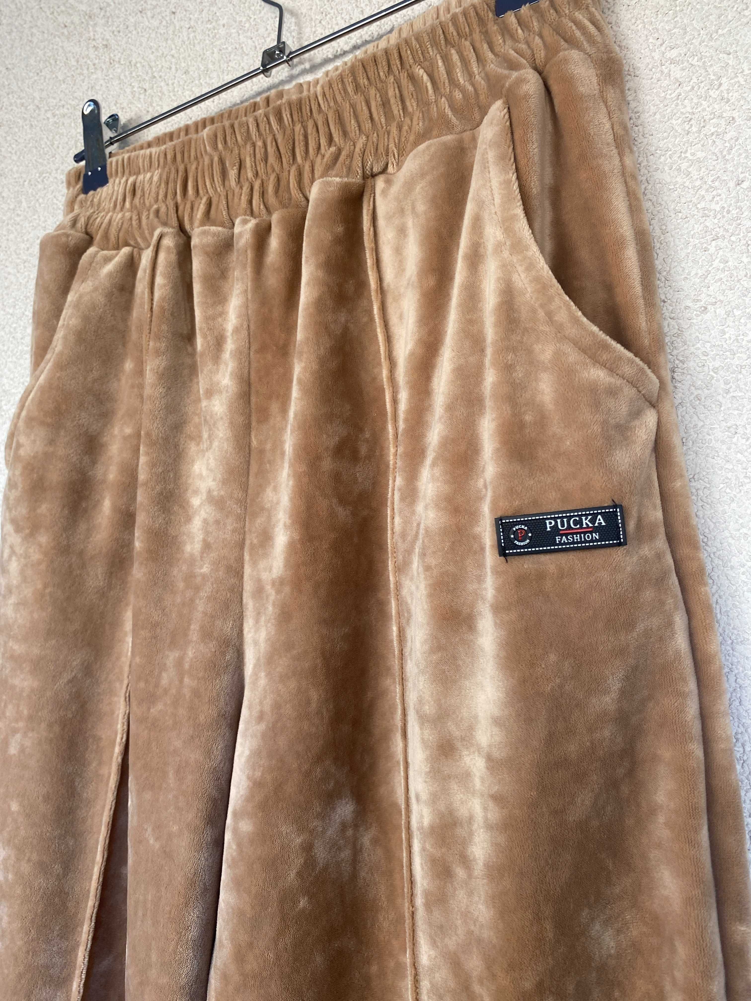 pantaloni velur, nou, S/36,  brand 'puka', bej-caramel