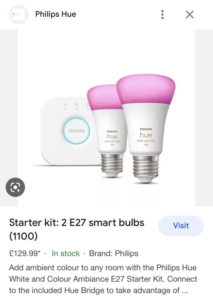 Чисто нов комплект Philips Hue Starter Kit цветни лампи e27 + hub