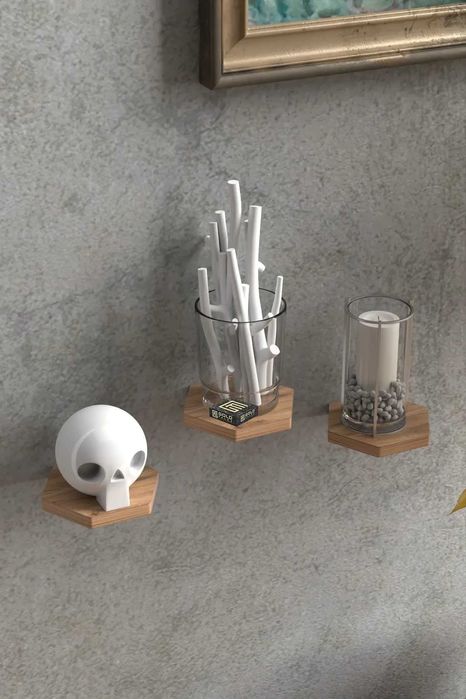 Рафтчета за стена/Комплект от 3 шестоъгълни етажерки за стена 5 цвята