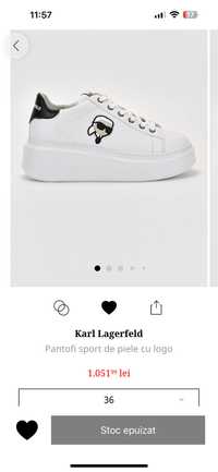 Pantofi sport de piele Karl lagerfeld. Marimea 36.