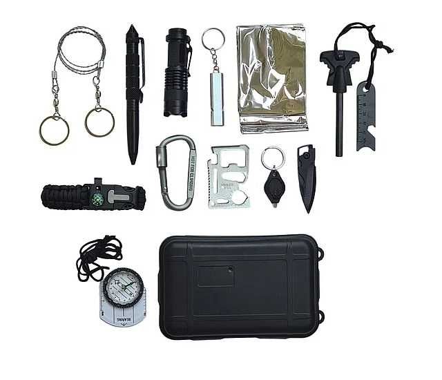 Kit tactic de supravietuire/camping S-Force 15 piese, multifunctional