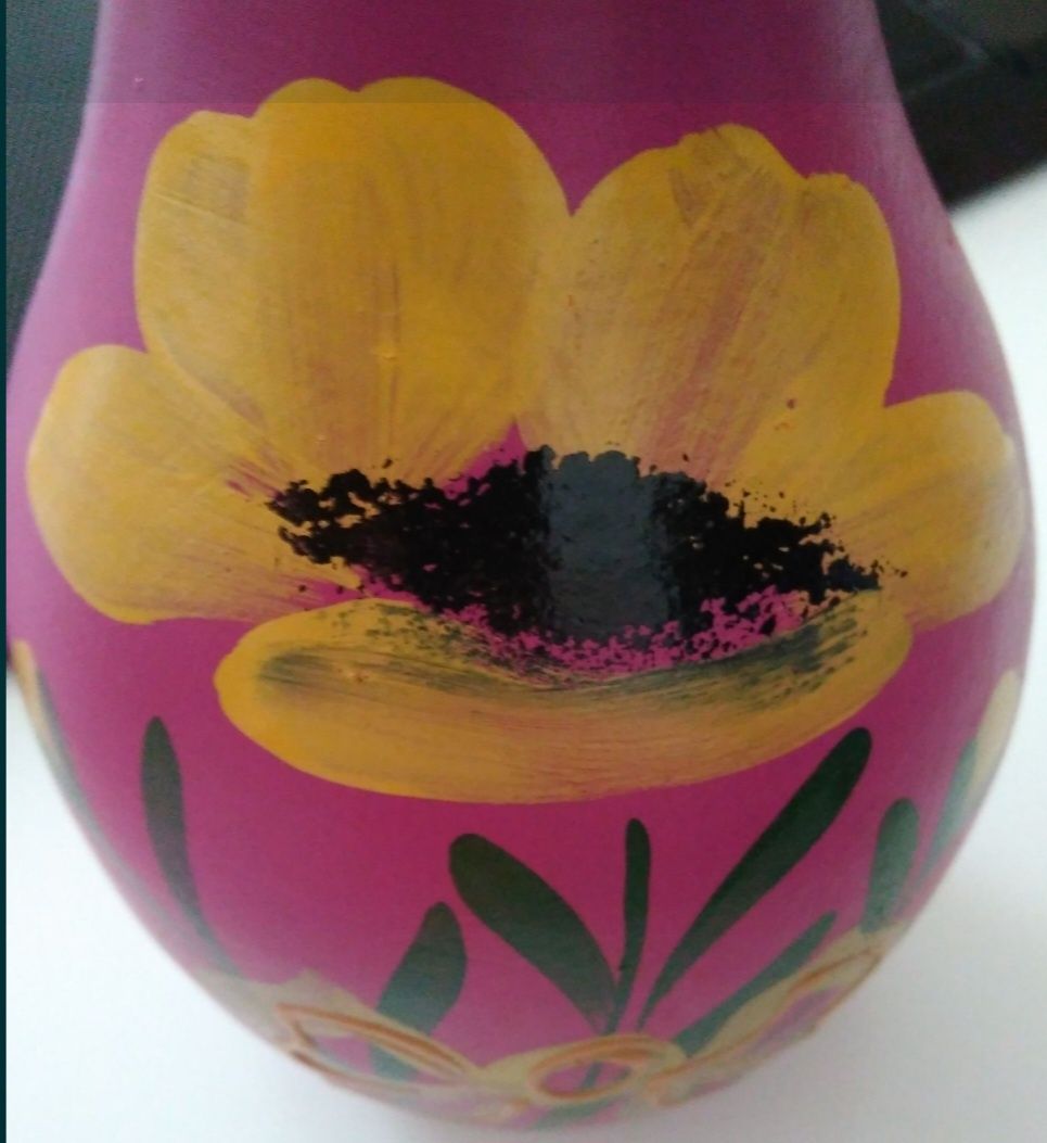 Vaza gulerata Ceramica de Marginea, Fucsia, H 20 cm