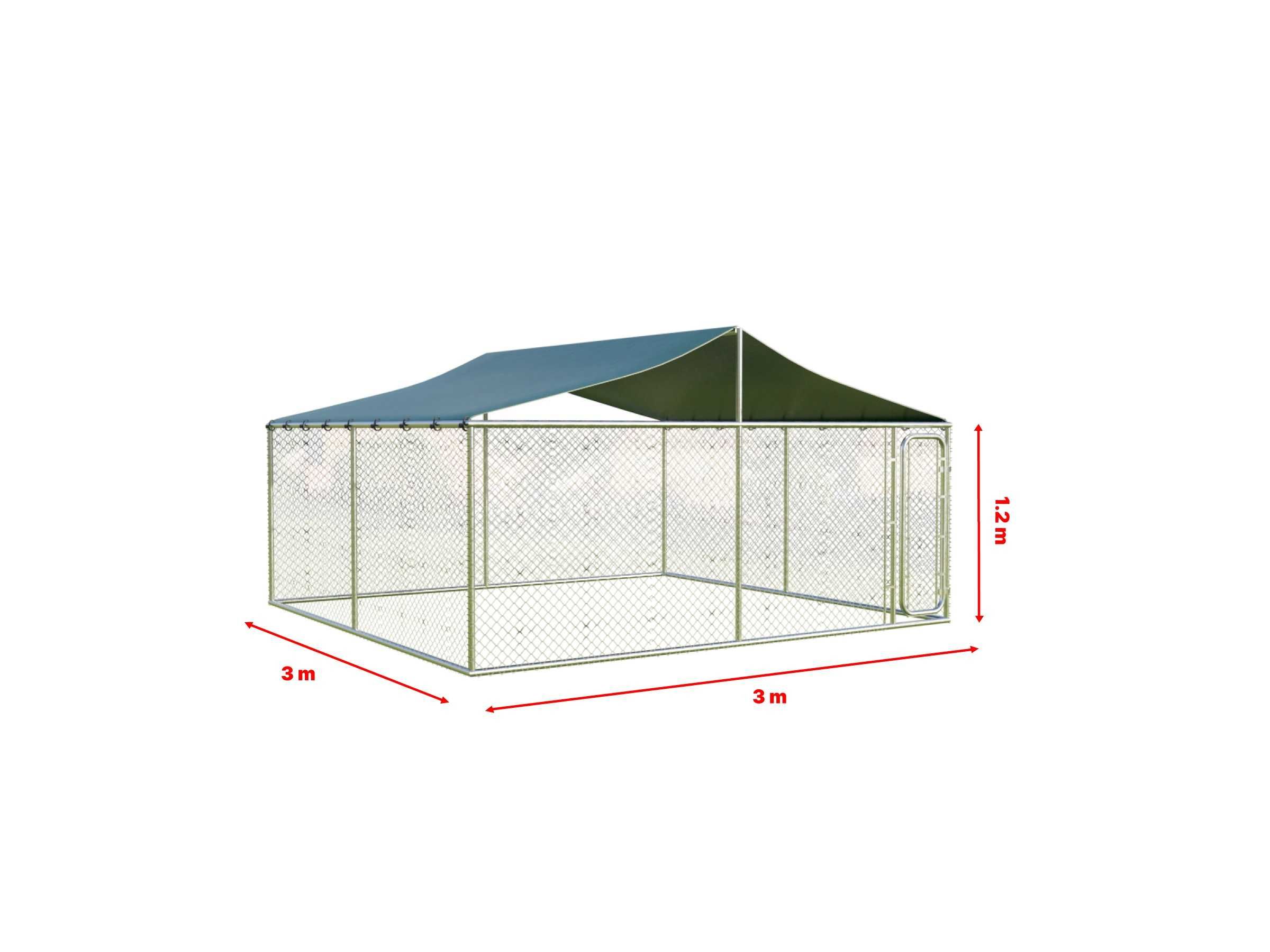 Țarc / Cusca / Padoc pentru câini, 3x3m, acoperiș PVC 500g/m² LG