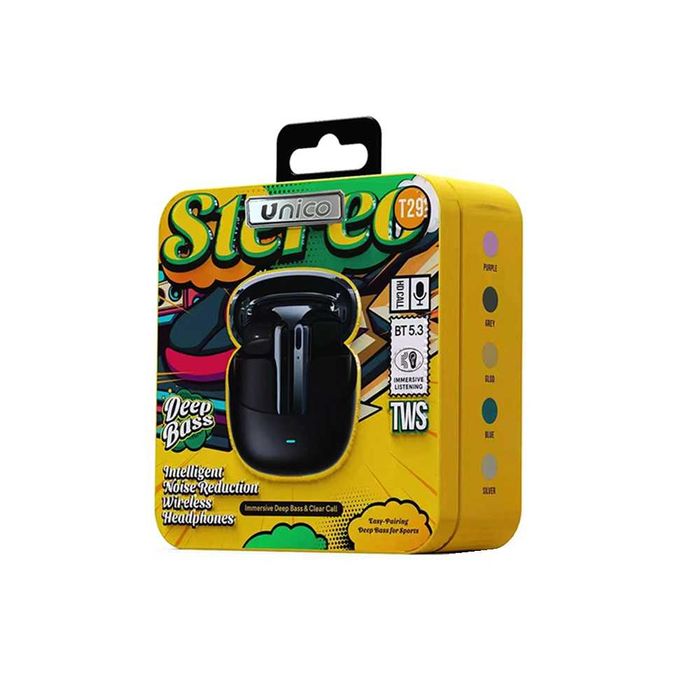 Casti wireless,  T29, Bluetooth 5.3, reducere zgomot ambiental, Negru
