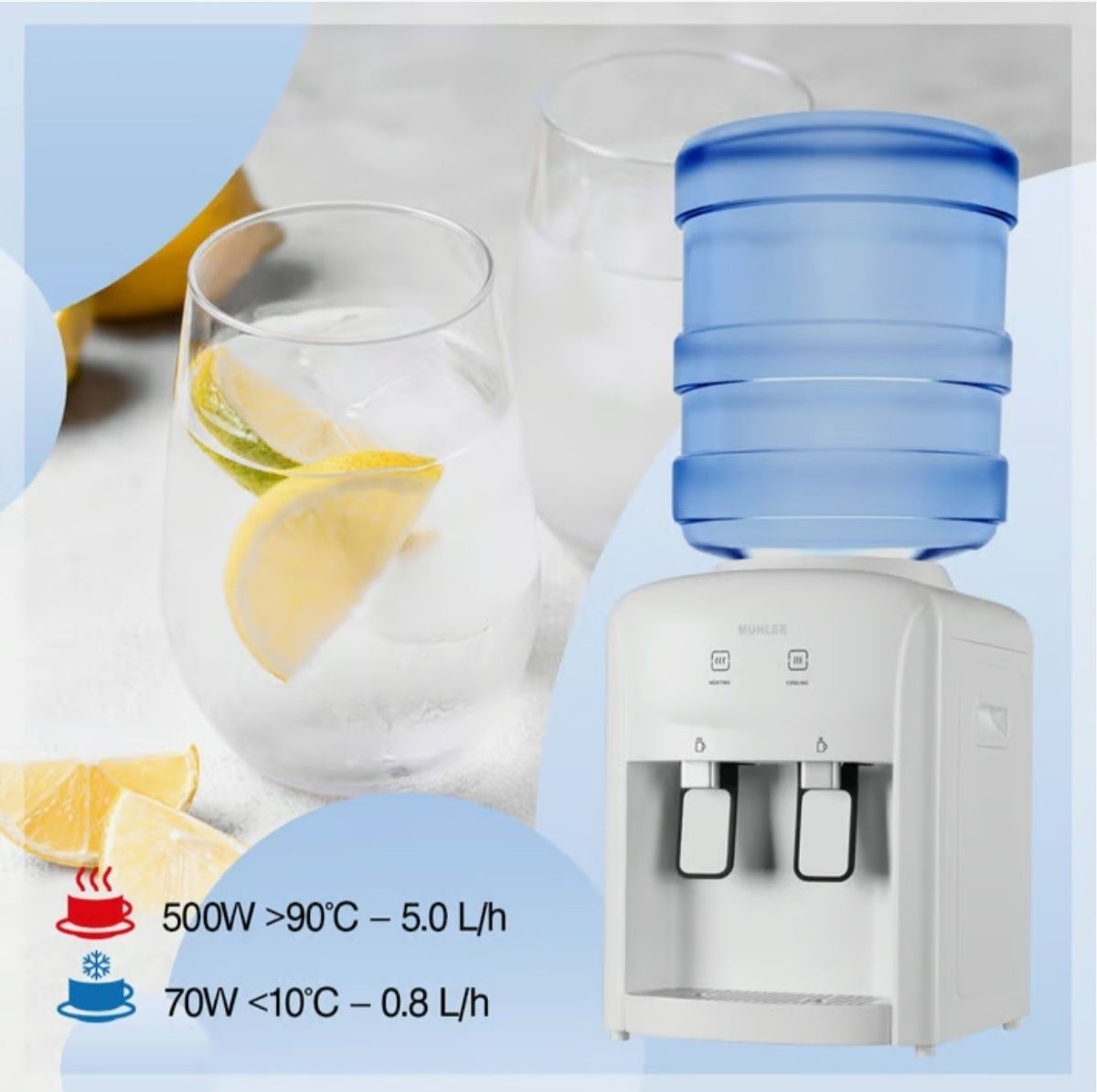 Диспенсер за вода Muhler WD-11E, 570W, Бял