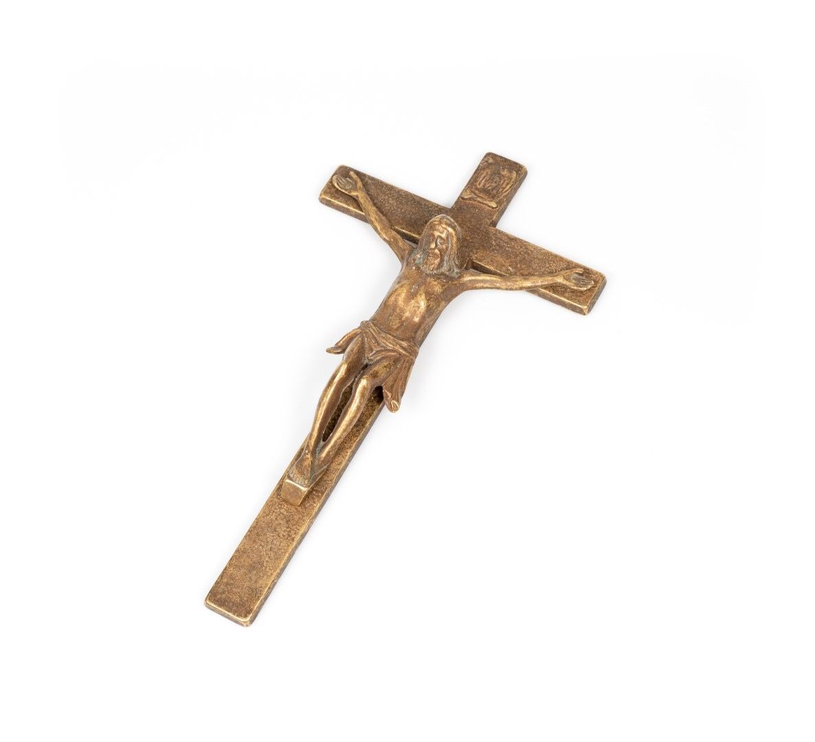 Crucifix Baroc din Alamă *** vintage / antic / vechi / retro ***