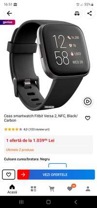 Versa 2 cu 2 curele, smartwatch nfc