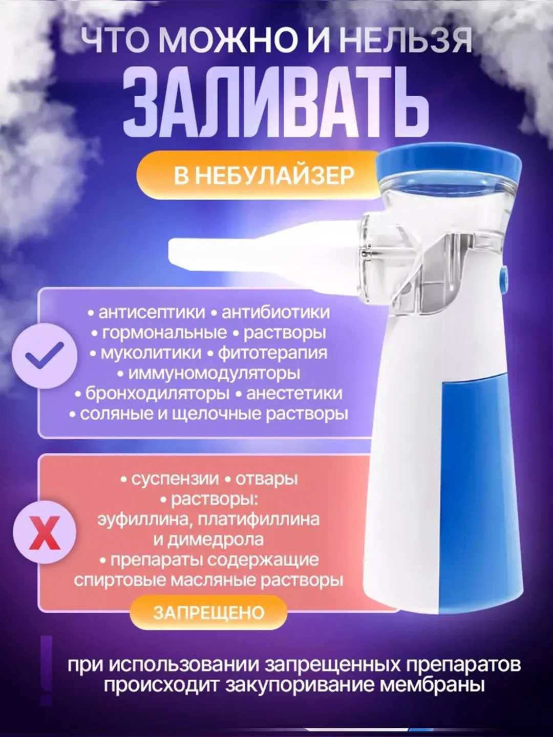 Ингалятор-небулайзер Mesh 320, для взрослых и детей, бесшумный.
