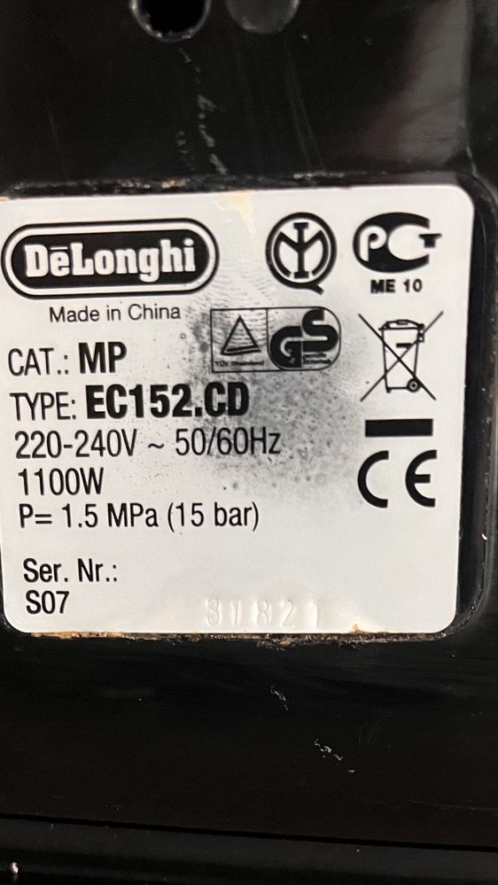 Кафемашина Delonghi EC 155 CD, 1 литър, черен