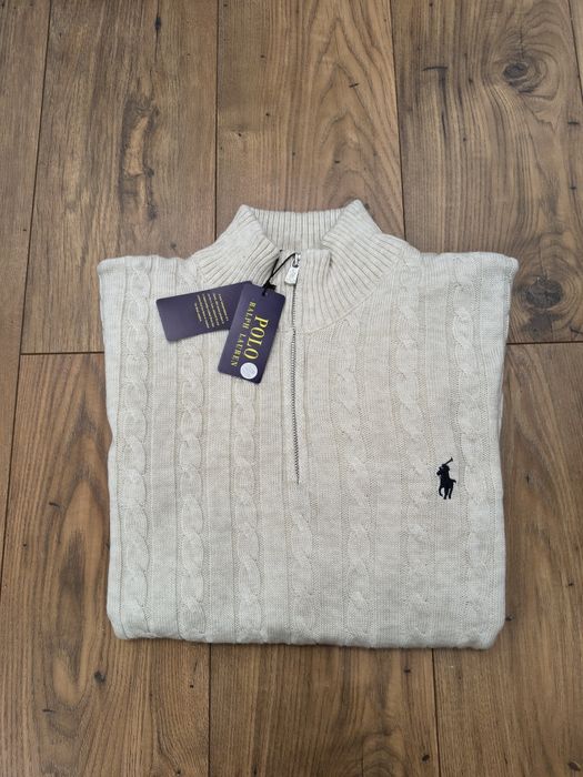 Pulover clasic Ralph Lauren, cable knit, half zipper