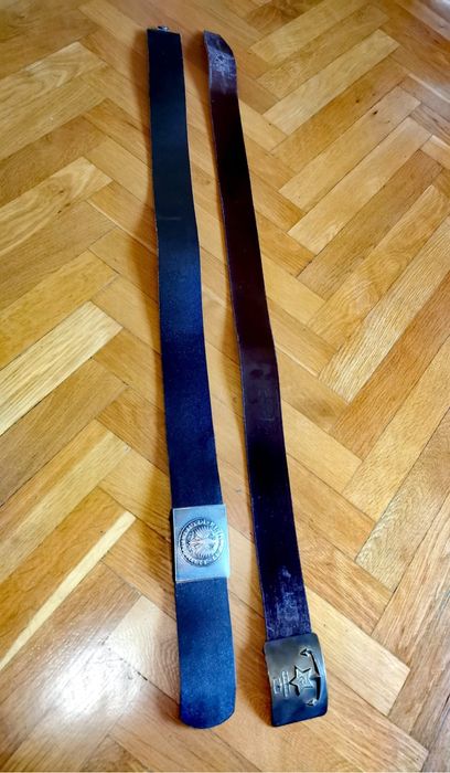 Антикварен дизайнерски кожен колан с талия 80 и с мотив змия