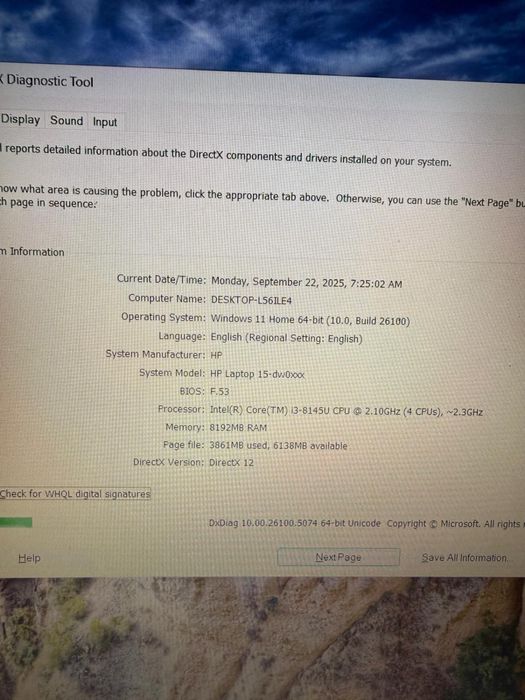 Vand laptop hp 15.6inch