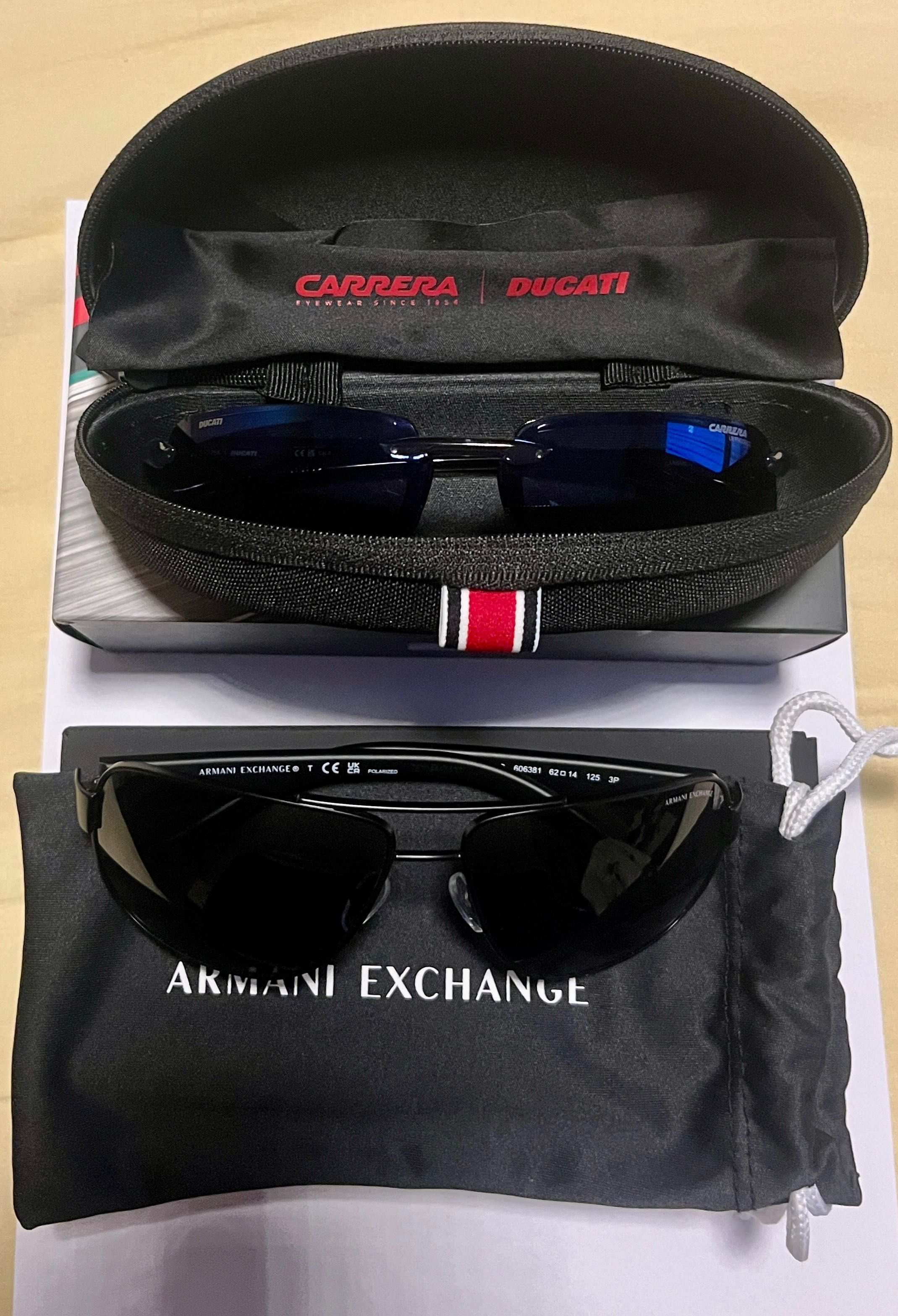 2 броя чисто нови слънчеви очила Armani и Carrera Ducati