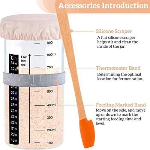 Нов Стартов комплект 2 броя 1000 мл буркан за закваска маркировка дата