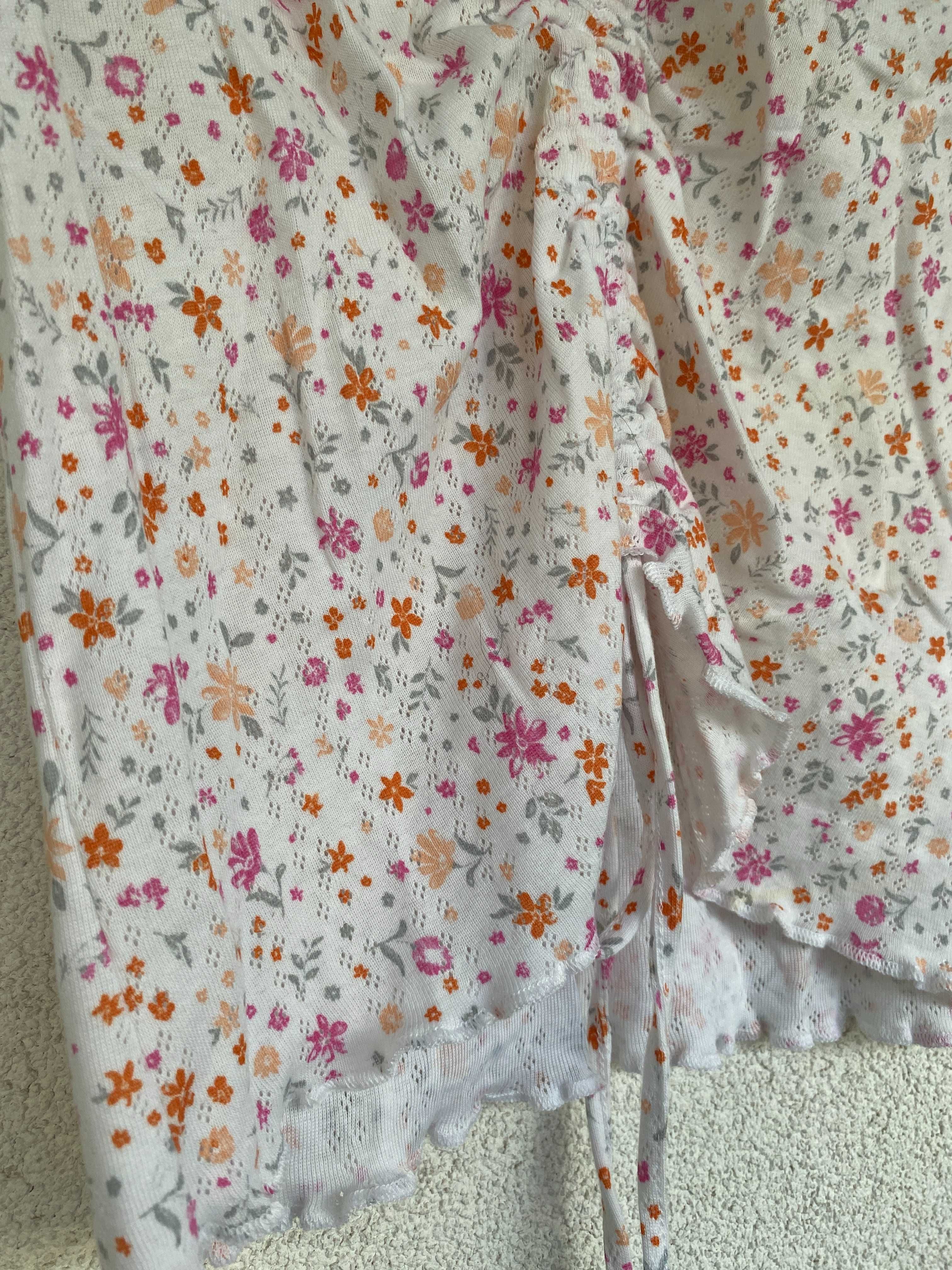 Bluza pijama 'Penti', nou, masura S/M, alb cu floricele