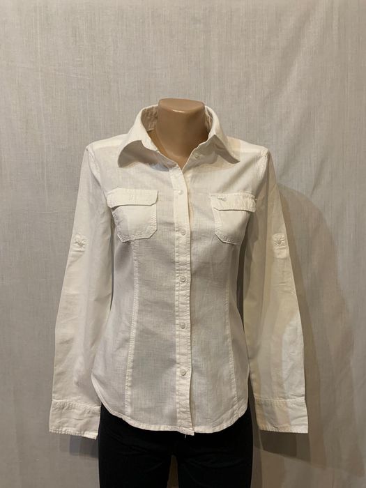 Esprit cămașa albă bumbac și in