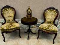 Superbe scaune-sculpturi manuale-tapiterie florala-Franta