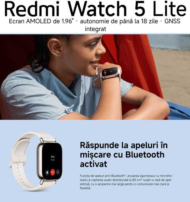 Smartwatch Xiaomi Redmi Watch 5 Lite, Black, nou in cutie sigilata!