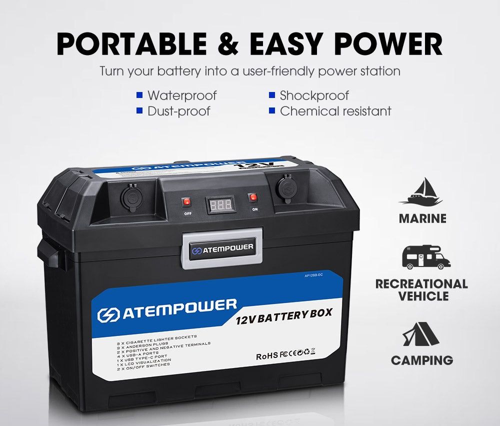 Бокс аккумуляторный 12V ATEMPOWER AP12BB-DC