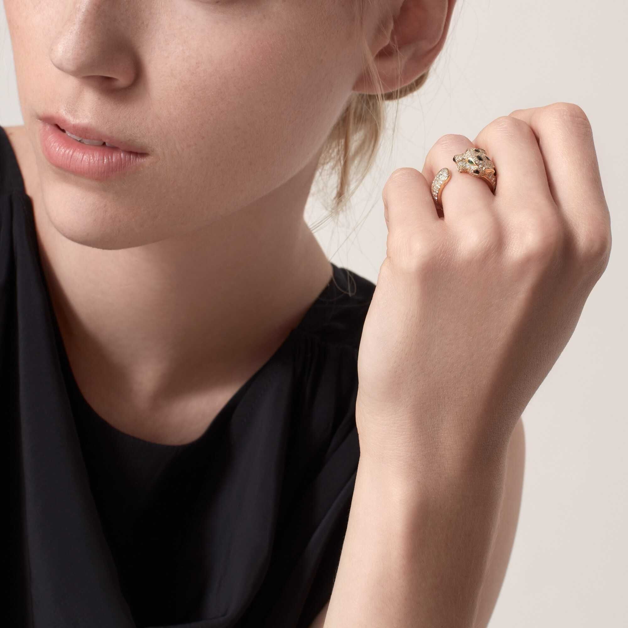 CARTIER Panthere de Cartier Gold Black Paved Diamonds Дамски Пръстен