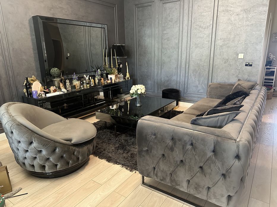 Masuta cafea + comoda tv 240cm sticla fumurie