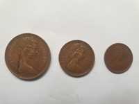 1971-Rare:1/2p,1p,And 2p-NEW PENCE SET OF 3 COINS, First Edition.