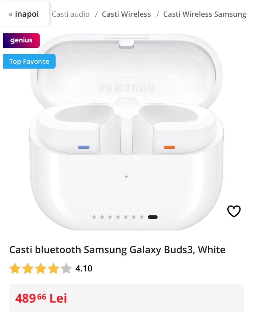 Samsung Galaxy Buds3, White, cutie sigilata, transport ZERO