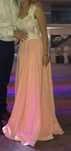 Rochie lunga facuta pe comanda roz somon
