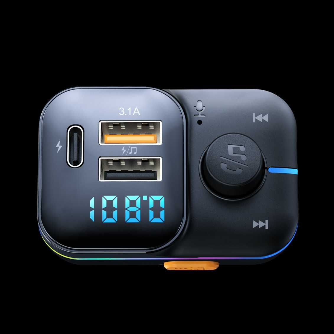 Modulator radio FM auto bluetooth 5.0 MP3  2 porturi USB si afisaj led