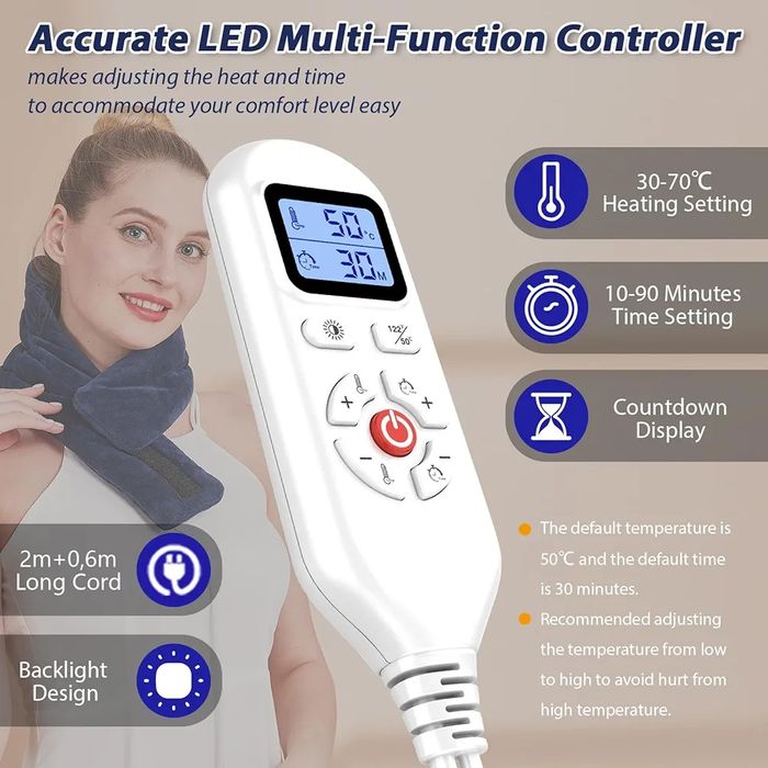 Електрическа грейка за врат с контрол на температурата и таймер