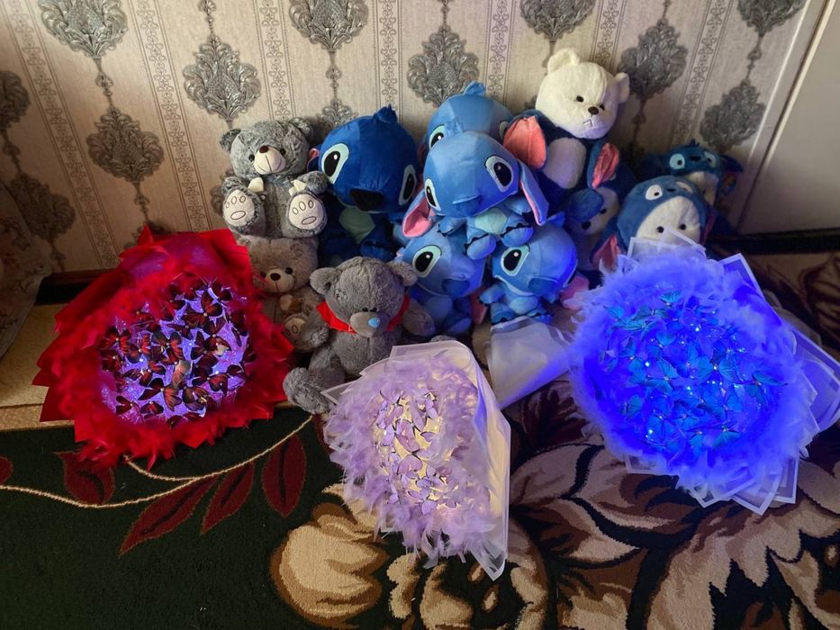 Yumshoq oyinchoqlar, ayiqcha, stich, teddy, teddiy, kalshonkali ayiqca