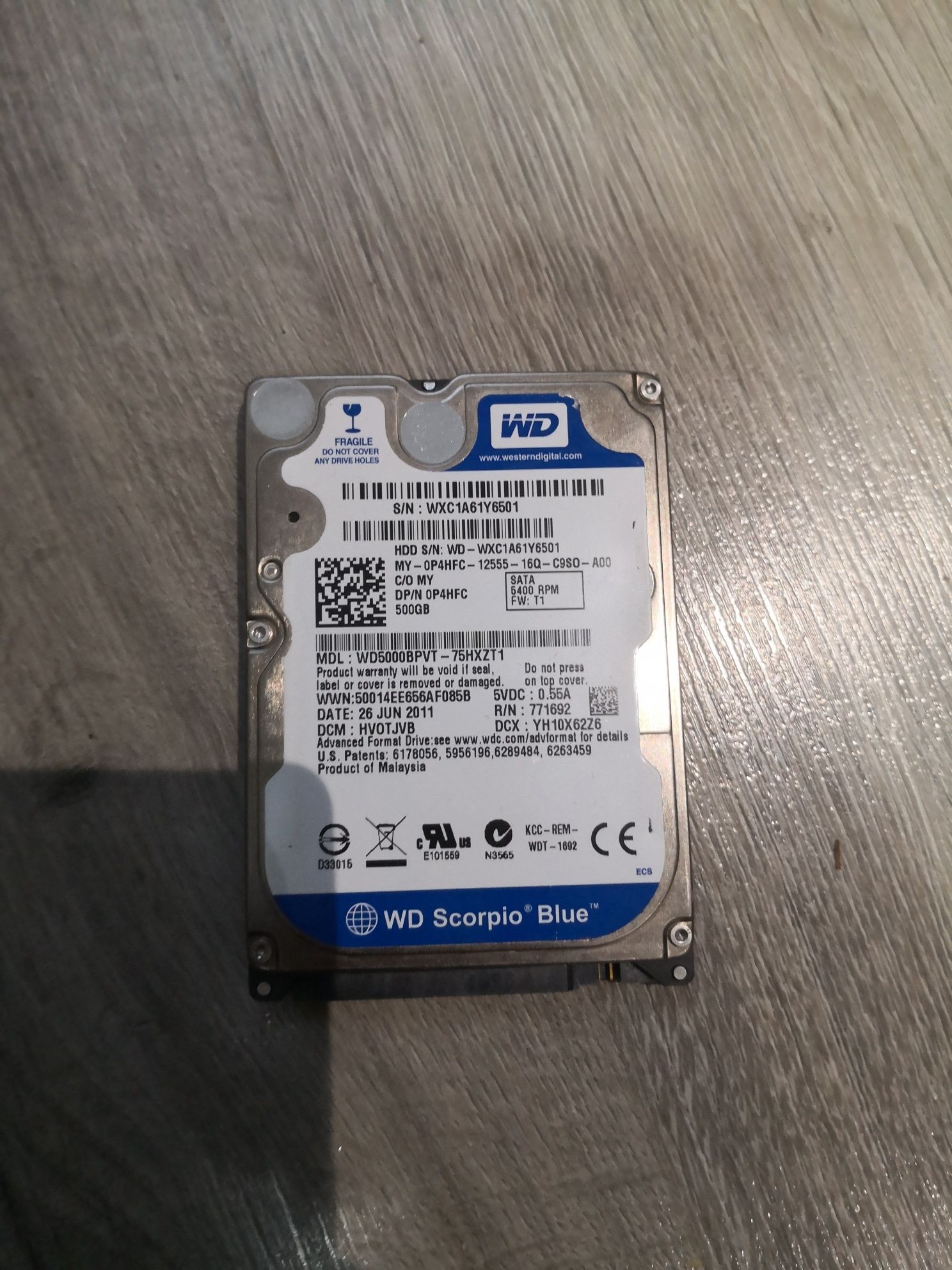 HDD laptop WD Western Digital 500gb WD5000BPVT-75HXZT1